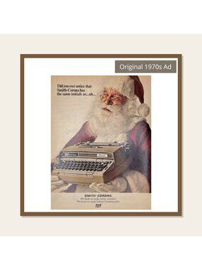 Smith-Corona Electric Typewriter Vintage Print Ad 1971 Santa Christmas Theme u